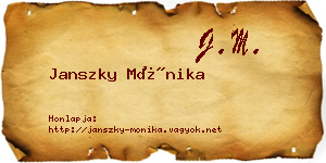 Janszky Mónika névjegykártya